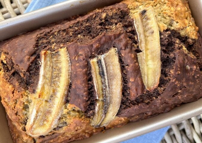 vegan amazing marble oatmeal banana bread
