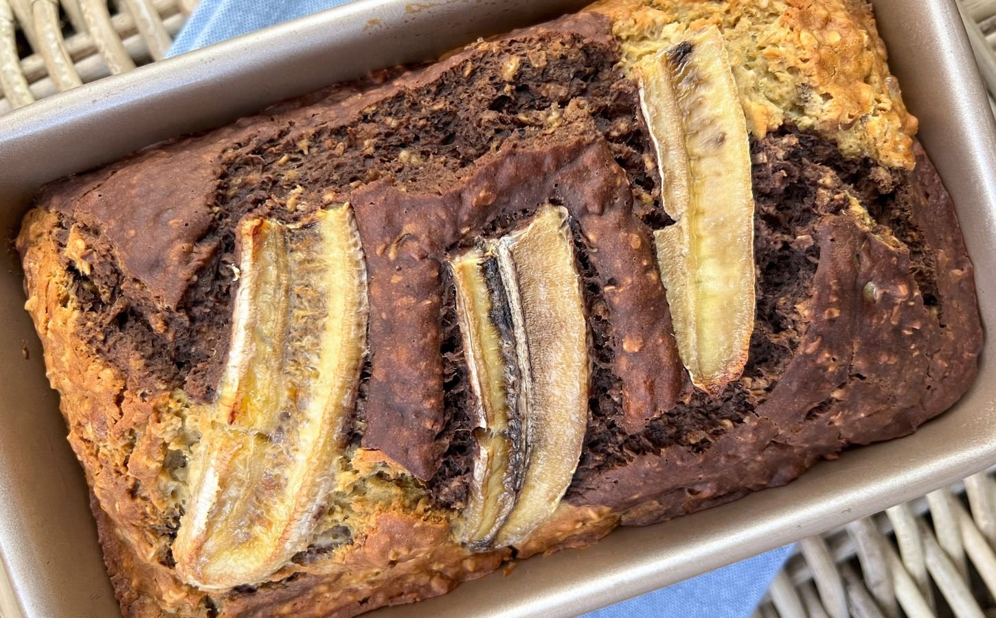 vegan amazing marble oatmeal banana bread
