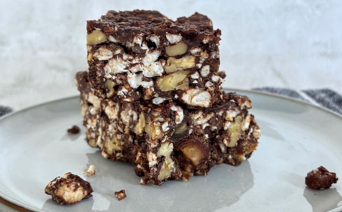 Two vegan chocolate rice cake bars