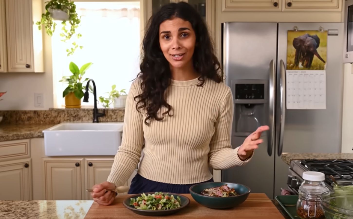 A still from Nisha Vora (of Rainbow Plant Life) preparing her healthy eating plan