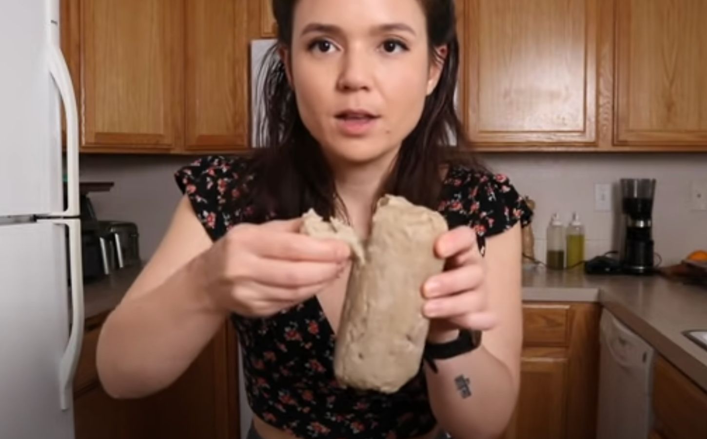 Sarah Sullivan making homemade vegan chicken from vital wheat gluten