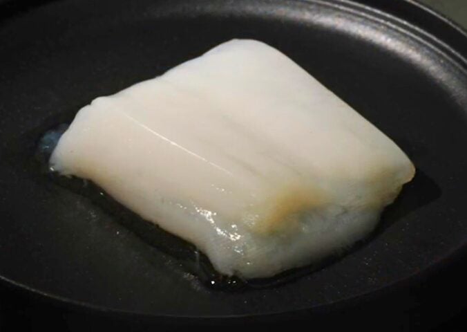 Photo shows the piece of cultivated chicken grown using an artificial circulatory system