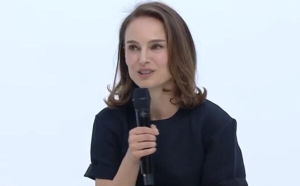 Photo shows Natalie Portman speaking during the closing ceremony of Change NOW's 2025 conference