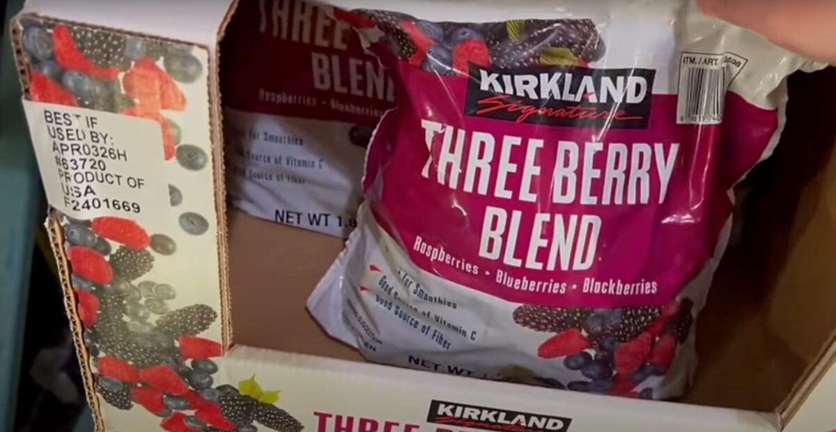 Frozen berries in a still from a video on the best vegan Costco deals