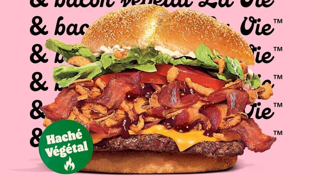 A photo of a Veggie Steakhouse photoshopped with La Vie bacon