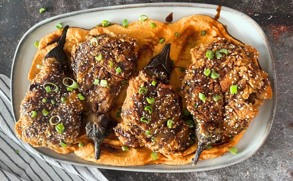 Extra crispy eggplants, a vegan date night dish