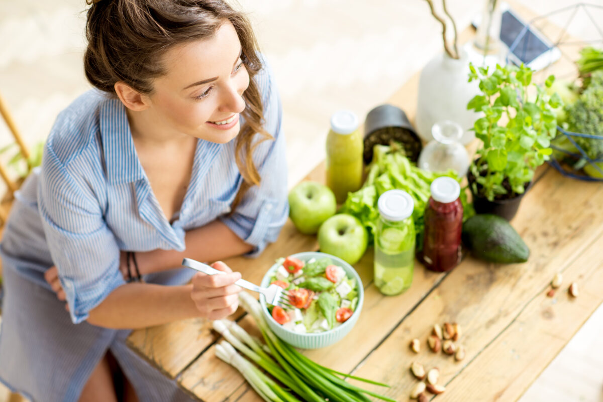 Happy, healthy woman who has completed Veganuary