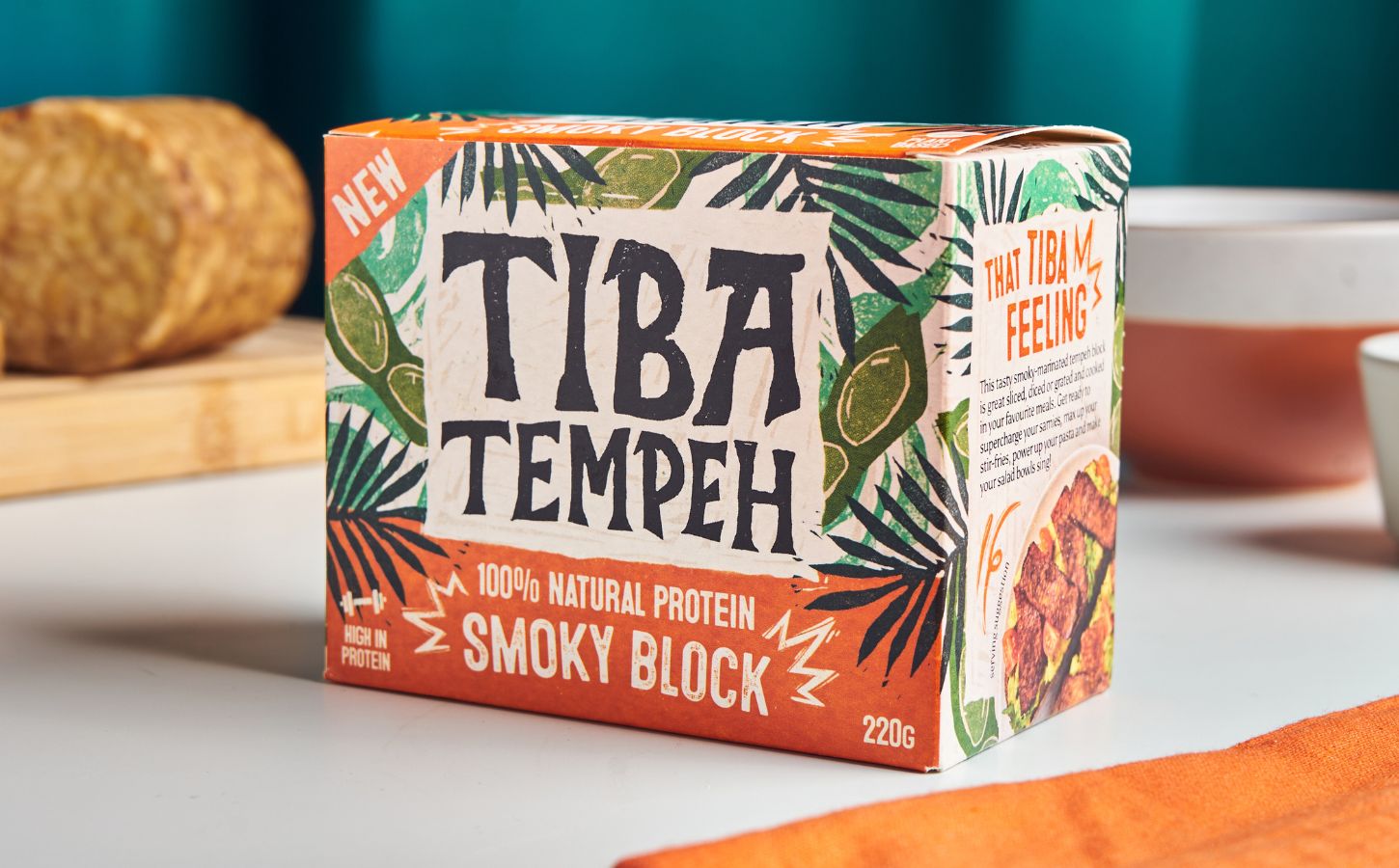 A packet of Tiba Tempeh in smoky flavor