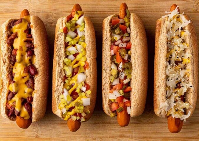 vegan carrot dogs made in an instant pot with various toppings