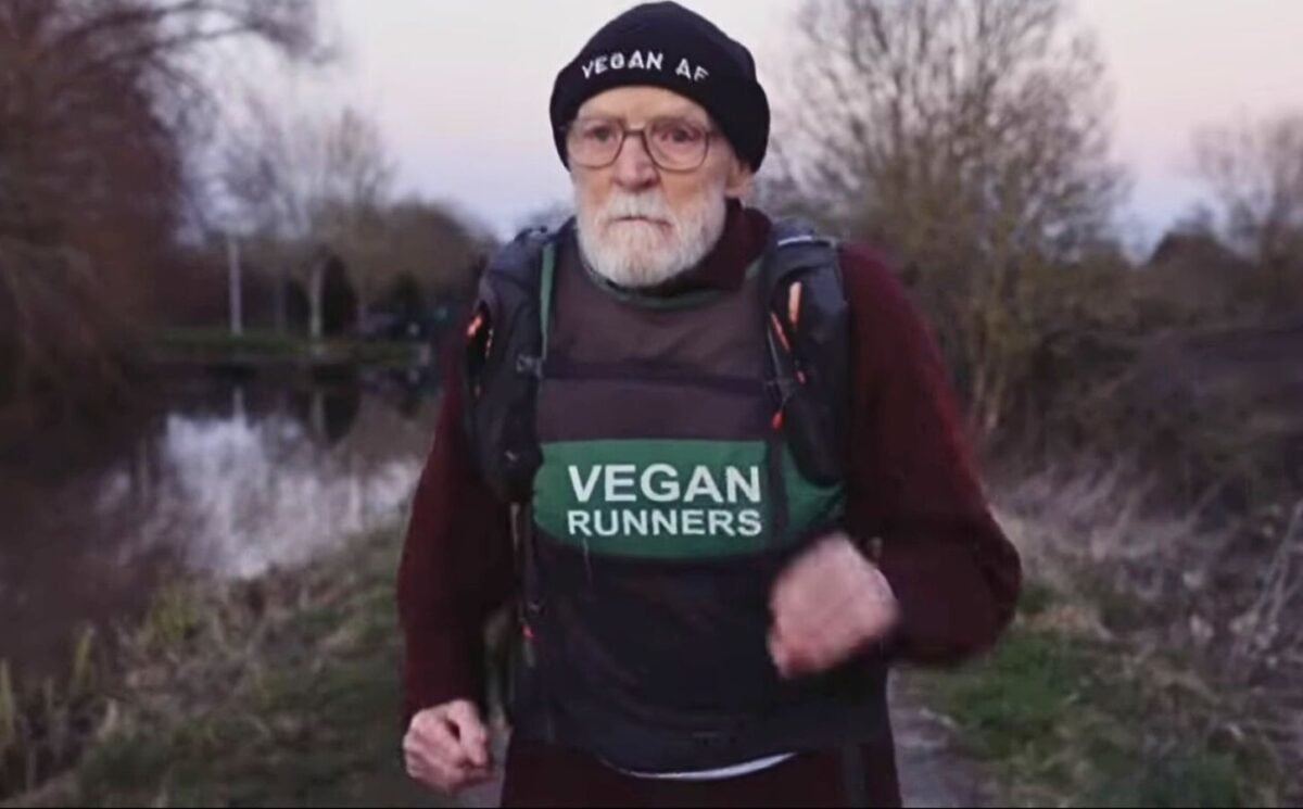 Photo shows Paul Youd, an 87-year-old vegan runner aiming to complete 100 ultramarathons before his 100th birthday